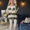 stripe cardigan khaki
