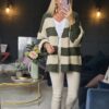 stripe cardigan khaki