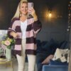 stripe cardigan brown and pink