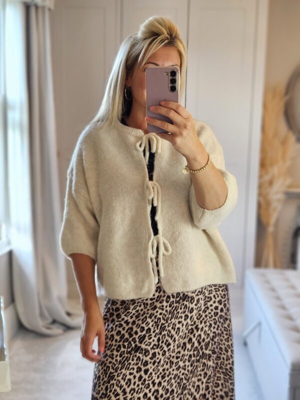 Ecru 3/4 sleeve cardigan
