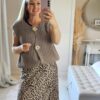 Taupe sleeveless cardigan