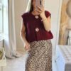 Burgundy sleeveless cardigan