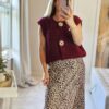 Burgundy sleeveless cardigan