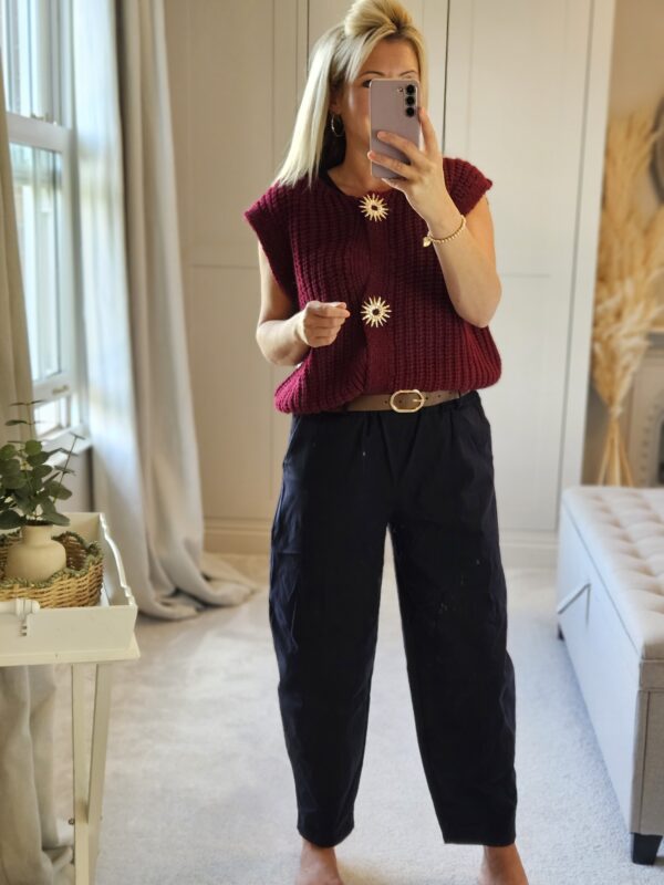 Navy Barrel leg trousers
