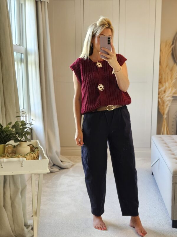 Navy Barrel leg trousers