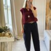 Navy Barrel leg trousers