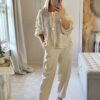 Beige Barrel leg trousers