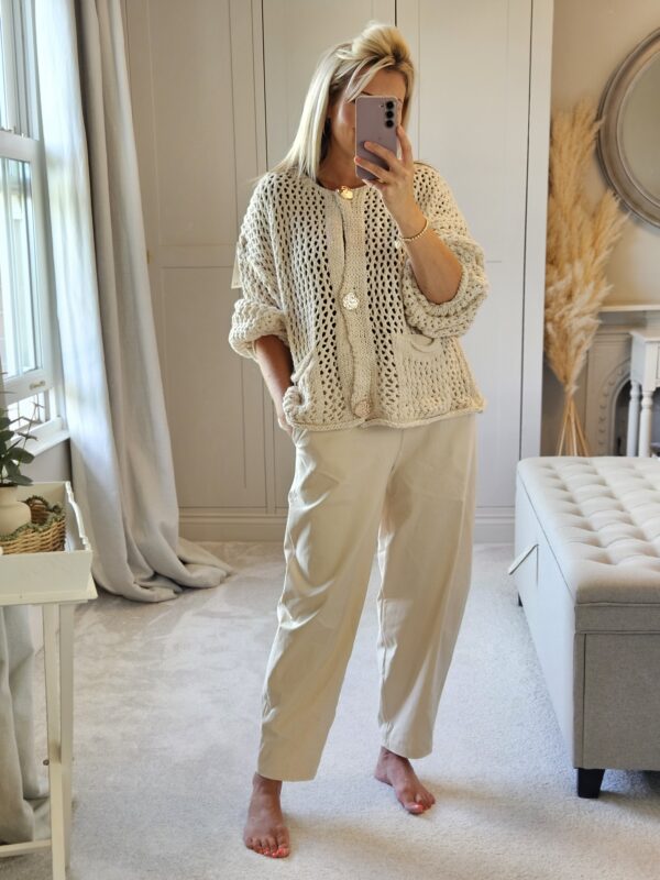 Beige Barrel leg trousers