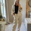 Beige Barrel leg trousers