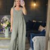 linen jumpsuit/dungaree khaki