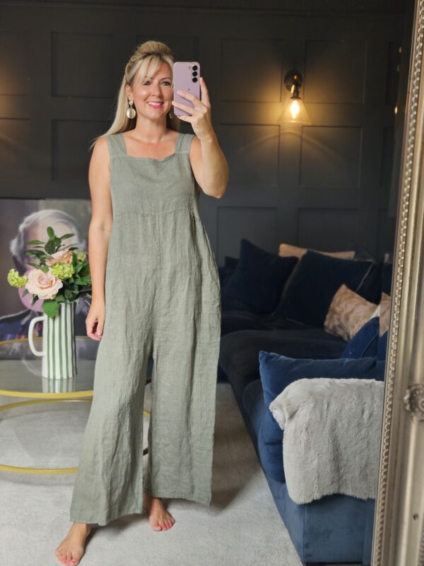 linen jumpsuit/dungaree khaki