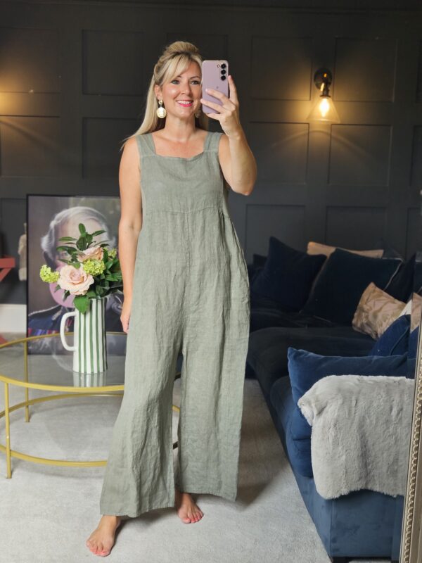 linen jumpsuit/dungaree khaki