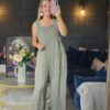 linen jumpsuit/dungaree khaki