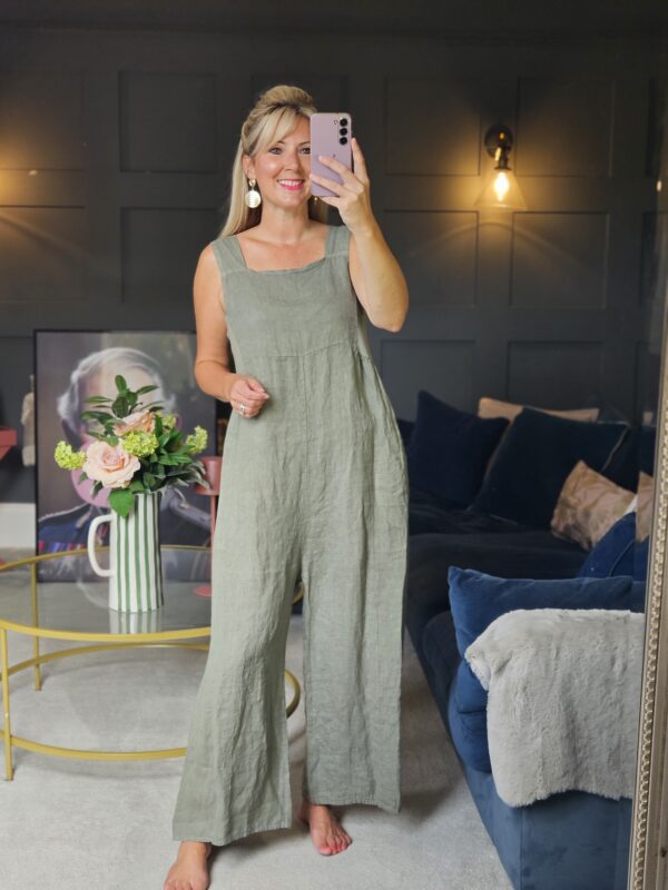 linen jumpsuit/dungaree khaki