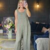 linen jumpsuit/dungaree khaki