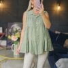 linen sleeveless top khaki