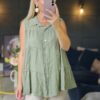 linen sleeveless top khaki
