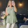 linen sleeveless top khaki