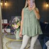 linen sleeveless top khaki
