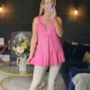 Pink lace vest