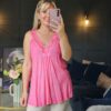 Pink lace vest