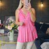Pink lace vest