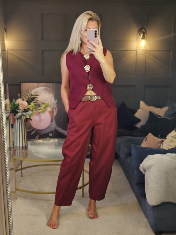 Berry gold button waistcoat