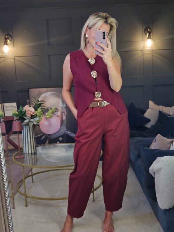 Berry gold button waistcoat