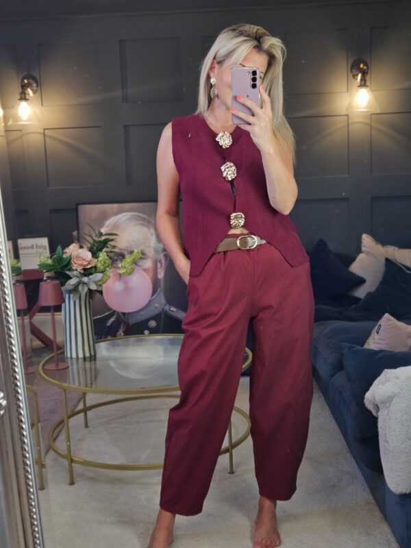 Berry gold button waistcoat