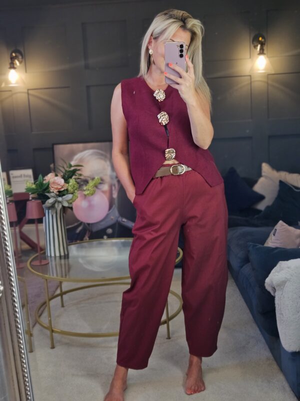 Berry gold button waistcoat