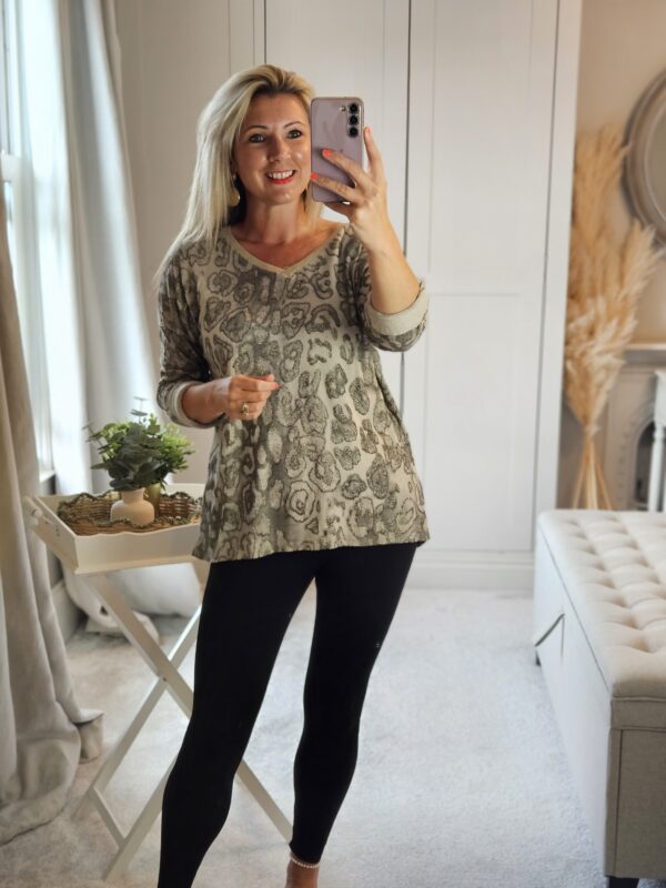 leopard print glitz top