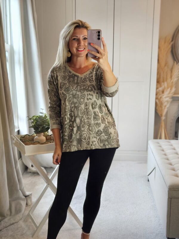leopard print glitz top