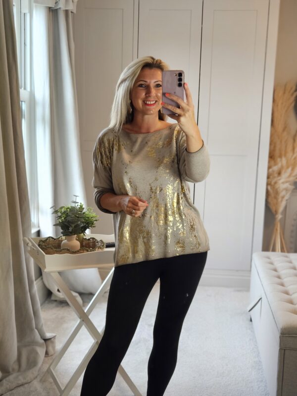 Gold foil print top