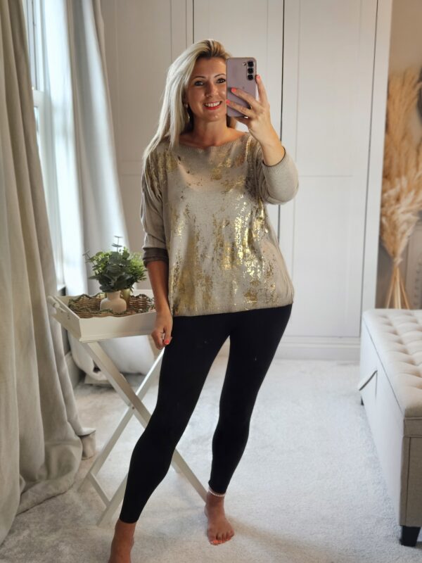 Gold foil print top
