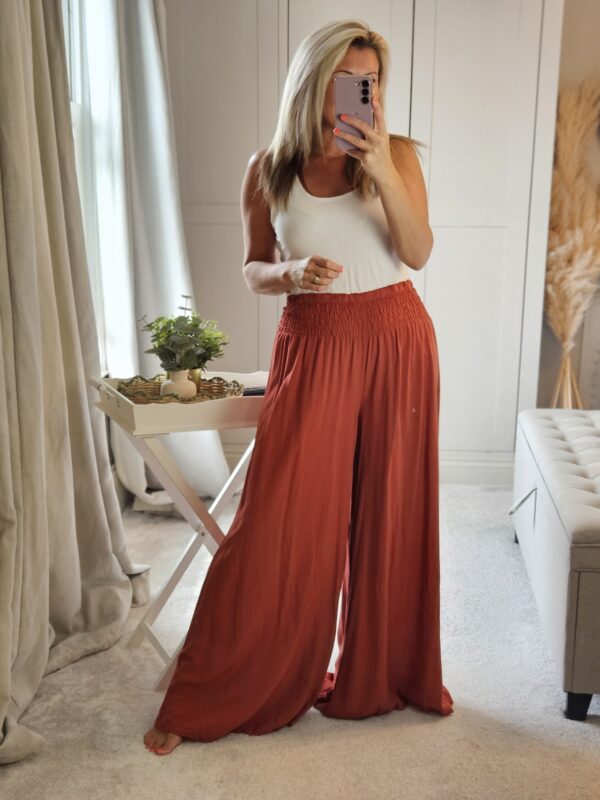Wide leg palazzzo trousers rust