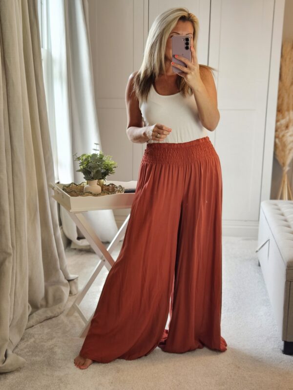 Wide leg palazzzo trousers rust
