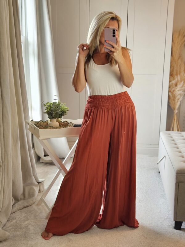 Wide leg palazzzo trousers rust