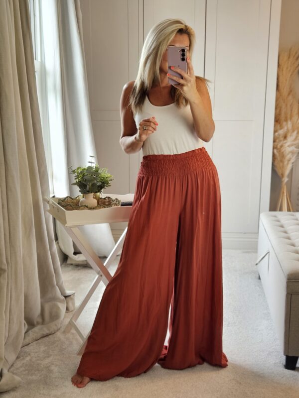 Wide leg palazzzo trousers rust